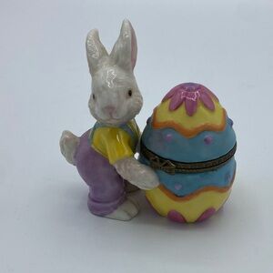 Vintage cute bunny and Easter egg trinket‎ dish colorful fun maximalist kitschy